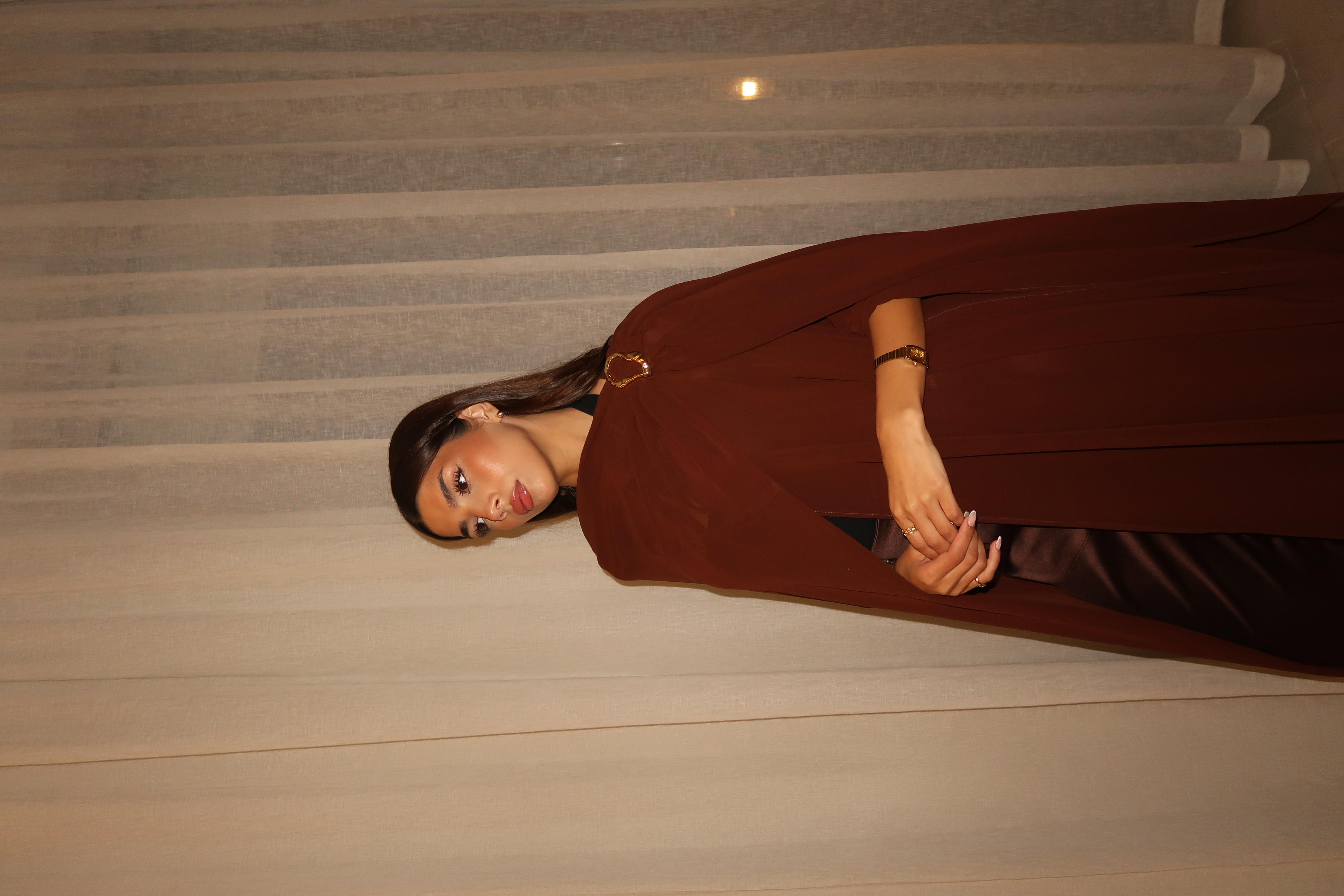 Brown Layal Cape Set 