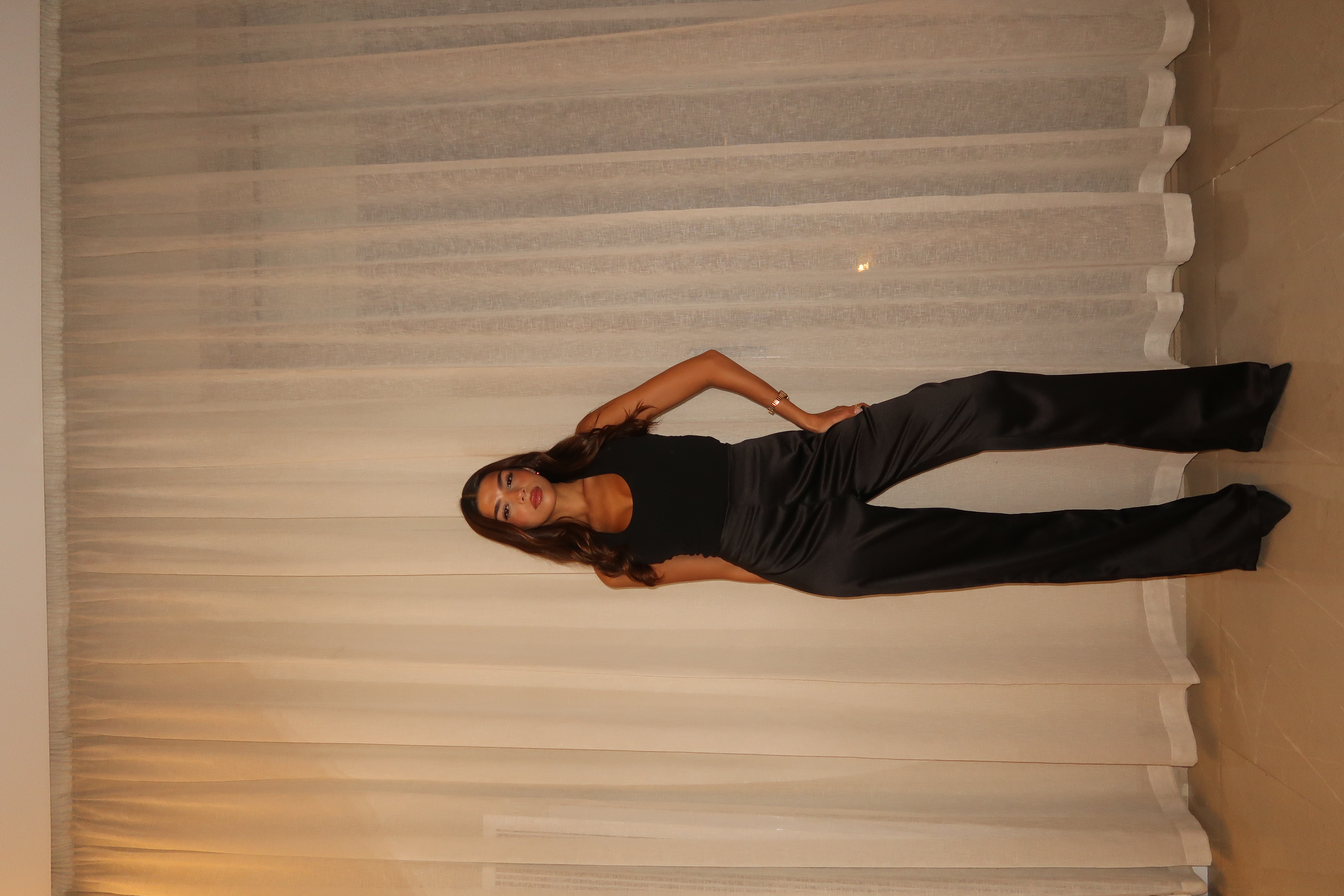 Black Sleek Satin Trousers