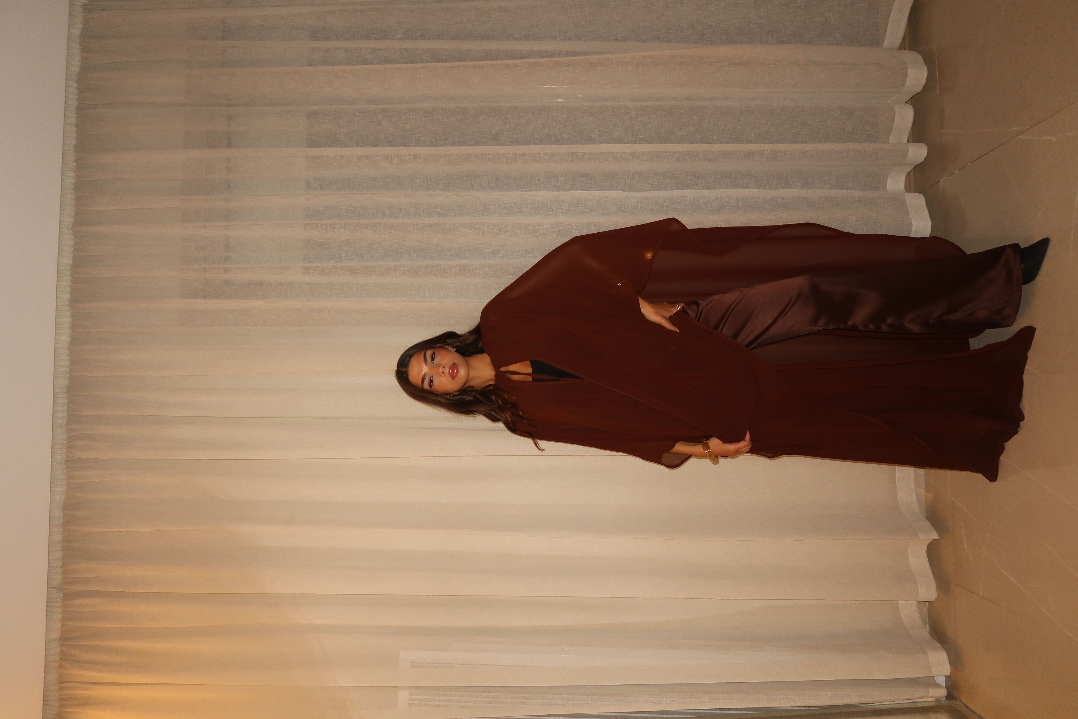 Brown Layal Cape Set 