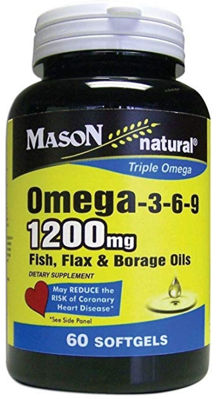Mason Natural, Omega 3-6-9, Fish, Flax & Borage Oils, 60 Softgels