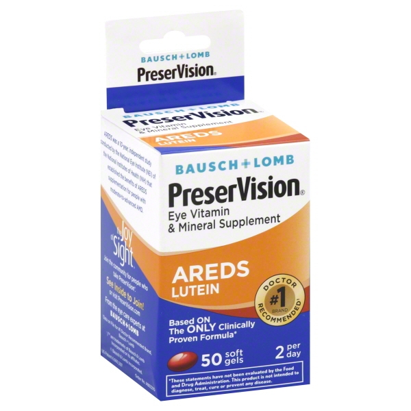 Bausch and Lomb Preservision Eye Vitamin and Mineral Supplements Lutein Softgels 50 Sgels by Bausch and Lomb