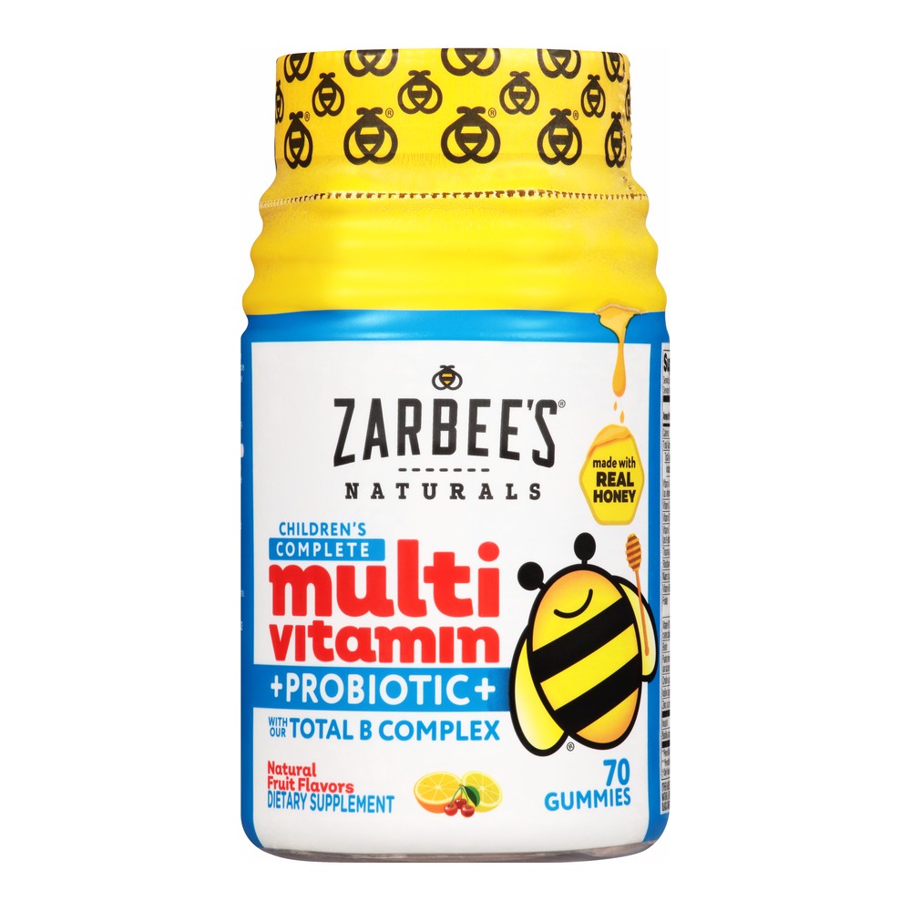 Zarbee's Children's Complete Multivitamin + Probiotic 2+ Years Natural Orange Lemon & Cherry 70 Gummies