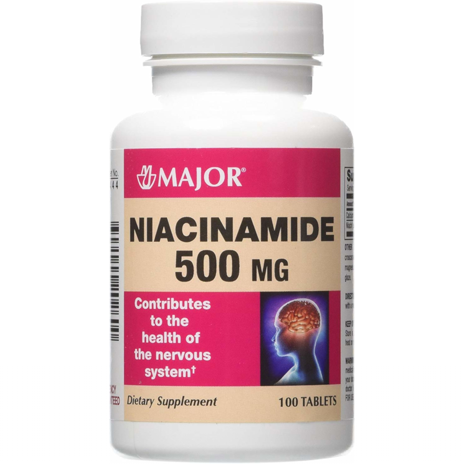 Dietary Supplement Major Vitamin B3 / Vitamin B 500 Mg Strength Tablet 100 per Bottle - 1000 Tabs by Major Pharmaceuticals
