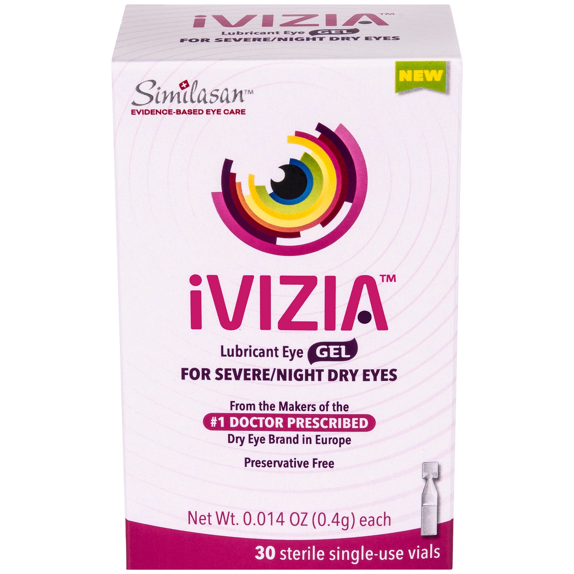 IVIZIA Lubricant Eye Gel for Severe and Nighttime Dry Eye Relief, Preservative-Free, 30 CT