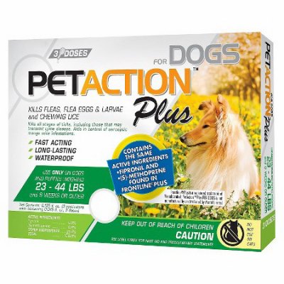PETACTION PRO Flea & Tick Topical Treatment for Dogs  23-44 Lbs  3 Count