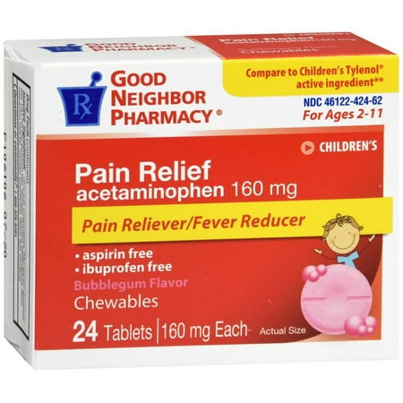 GNP Children S Pain Relief 160mg  24 Bubblegum Flavored Tablets