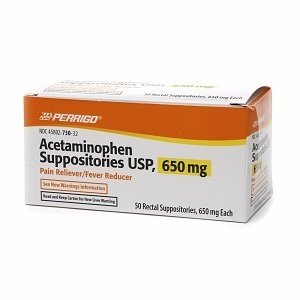 Perrigo Acetaminophen Pain Reliever & Fever Reducer Suppositories USP 650 Mg 50 Count