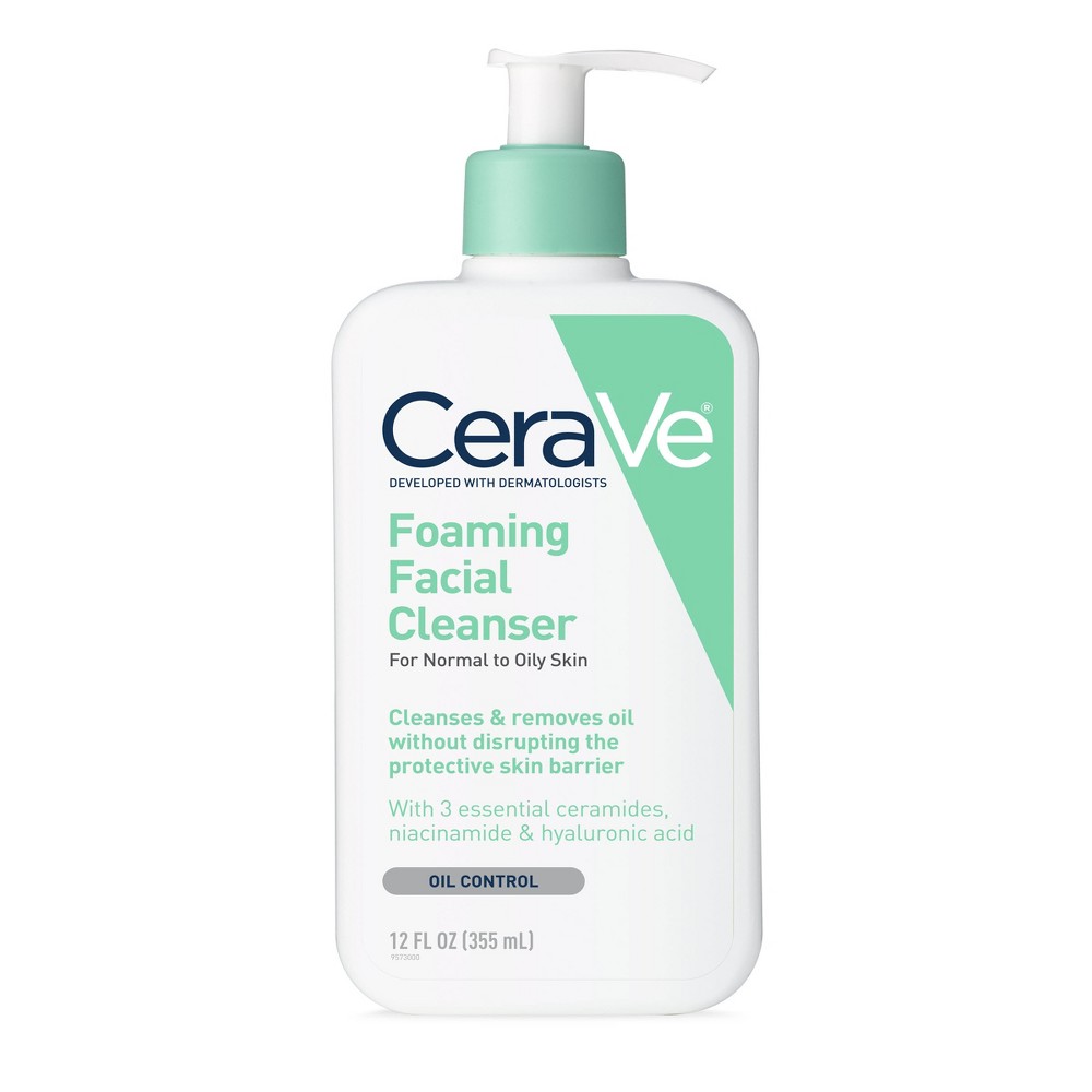 CeraVe Foaming Face Wash with Hyaluronic Acid and Niacinamide for Oily Skin - 12 Fl Oz