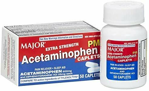 Major Acetaminophen PM Extra Strength Caplets  500 MG with Diphenhydramine HCI 25 MG  50 Count  1 Each