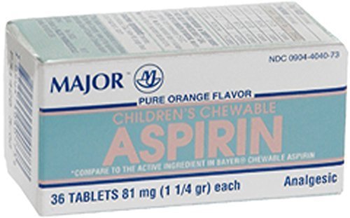 Major Children S Chewable Aspirin Orange Flavor Tablets  81 Mg  36 Count