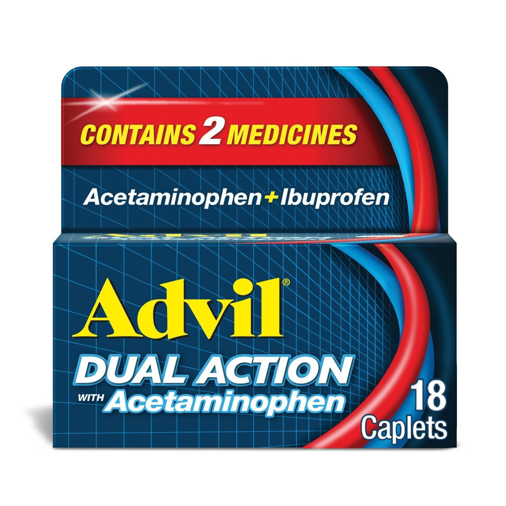 Advil Coated Caplets with Acetaminophen - 18 Ct