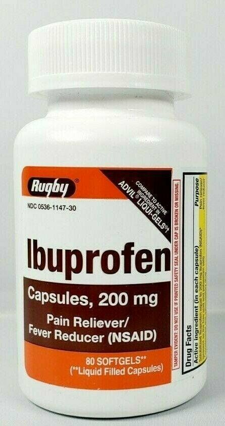 Rugby Ibuprofen Pain Reliever and Fever Reducer Softgels 200 Mg 80 Ct 