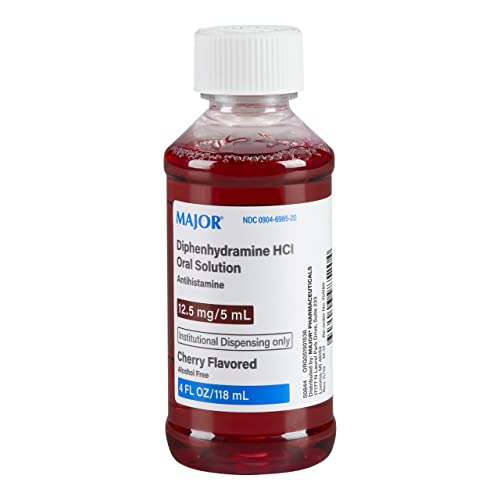 Diphenhydramine Major HCI 12.5mg/5 ML Oral Solution, Cherry, 4 Ounce