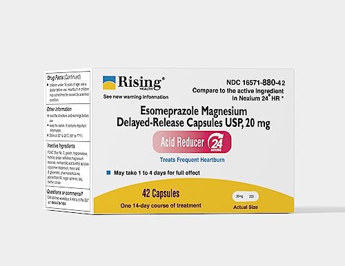 Rising Health - Esomeprazole Magnesium Delayed-Release Capsules, USP - Treats Frequent Heartburn - 20 Mg - 42 Count