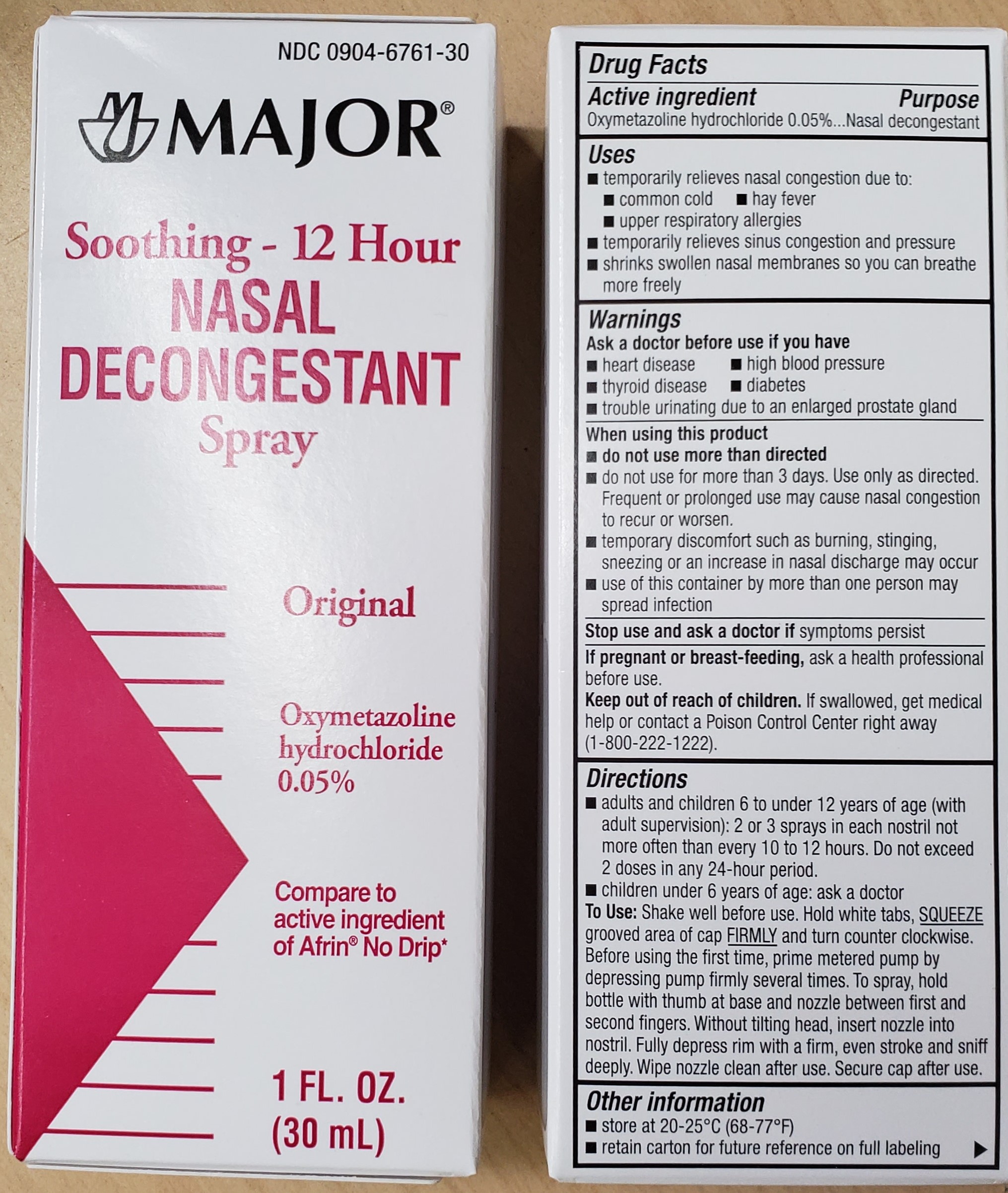 Major Nasal Decongestant Soothing 12-Hour Spray 1 Ounce