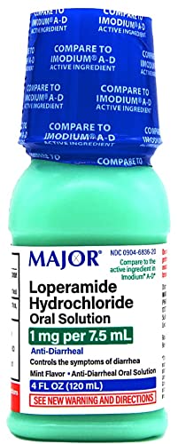 Major Loperamide Hydrochloride 1 Mg Anti-Diarrheal Oral Solution Mint Flavor - 4 Fl Oz