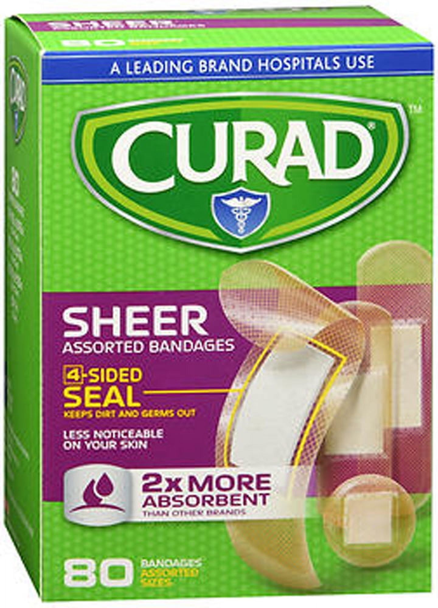 Curad Sheer Bandages Assorted Sizes - 80 ct