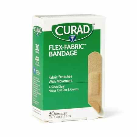 Curad Flex-Fabric Bandage  4-Sided Seal  .75  x 3   30 Count Box