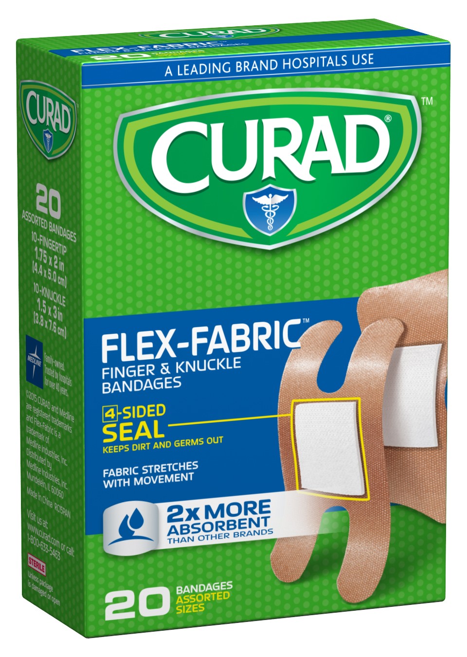 Curad Flex Fabric Bandages  Tan  20 Ct