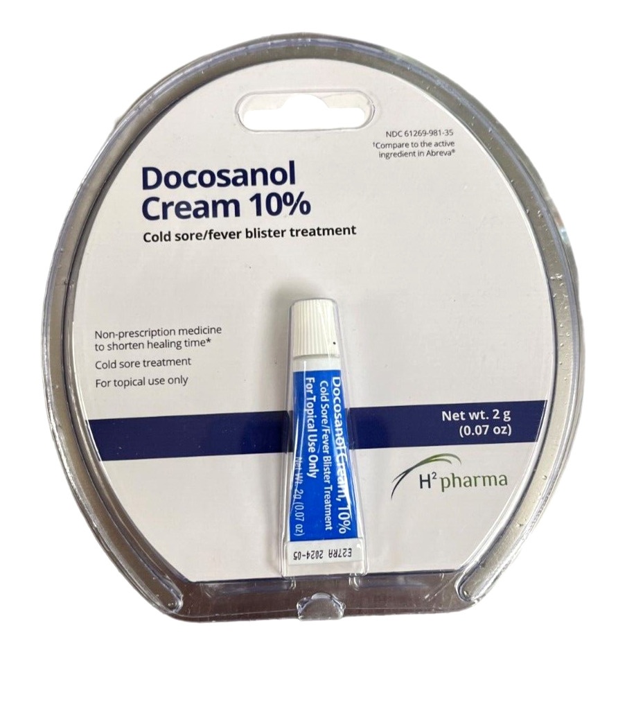 Docosanol Cream 10% ( Generic Abreva ) for Cold Sore Treatment H2Pharma 0.07oz ~