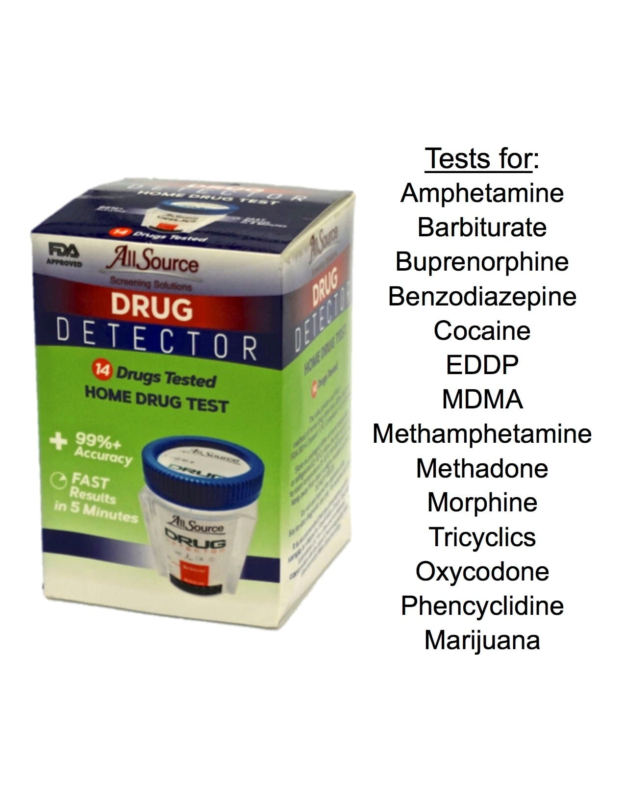 AllSource Screening Solutions - Drug Detector ALL8145R Multiple drugs of abuse IVD, kit, immunochromatographic test (ICT), rapid
