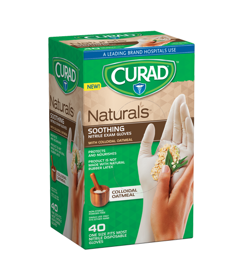 Curad Natural Soothing Nitrile Exam Gloves 40 Ct One Size Fits Most