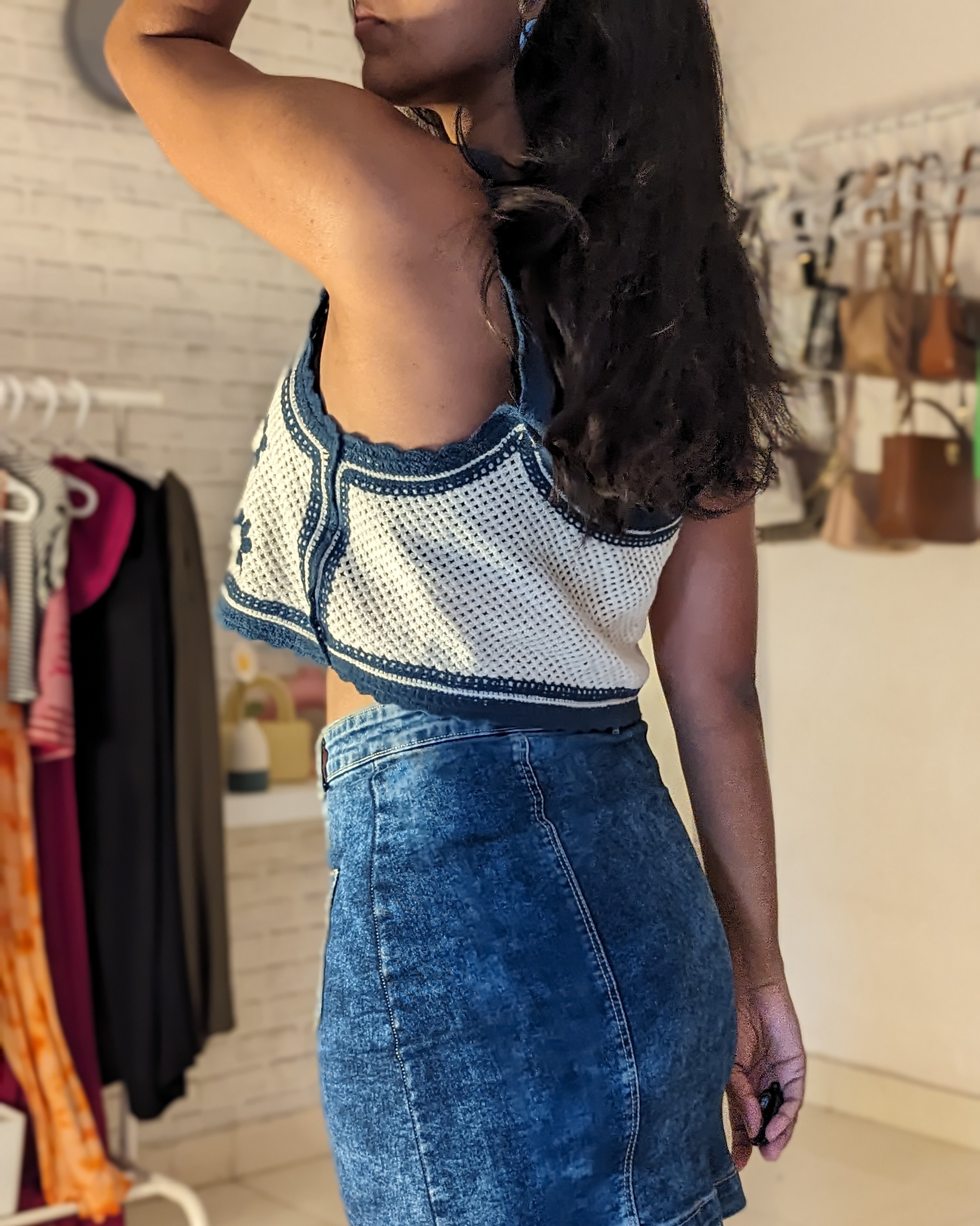 Floral knit crop top 