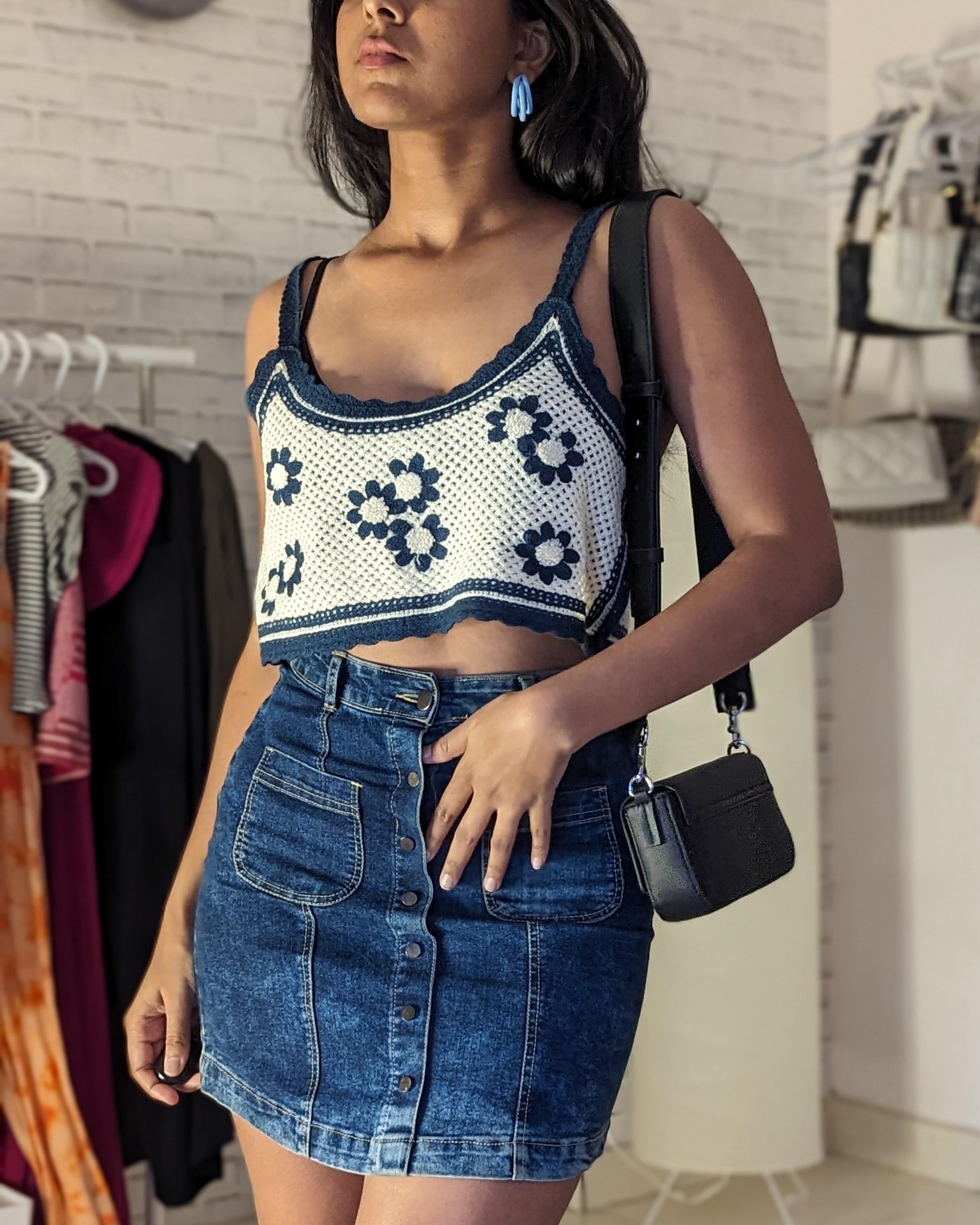 Floral knit crop top 