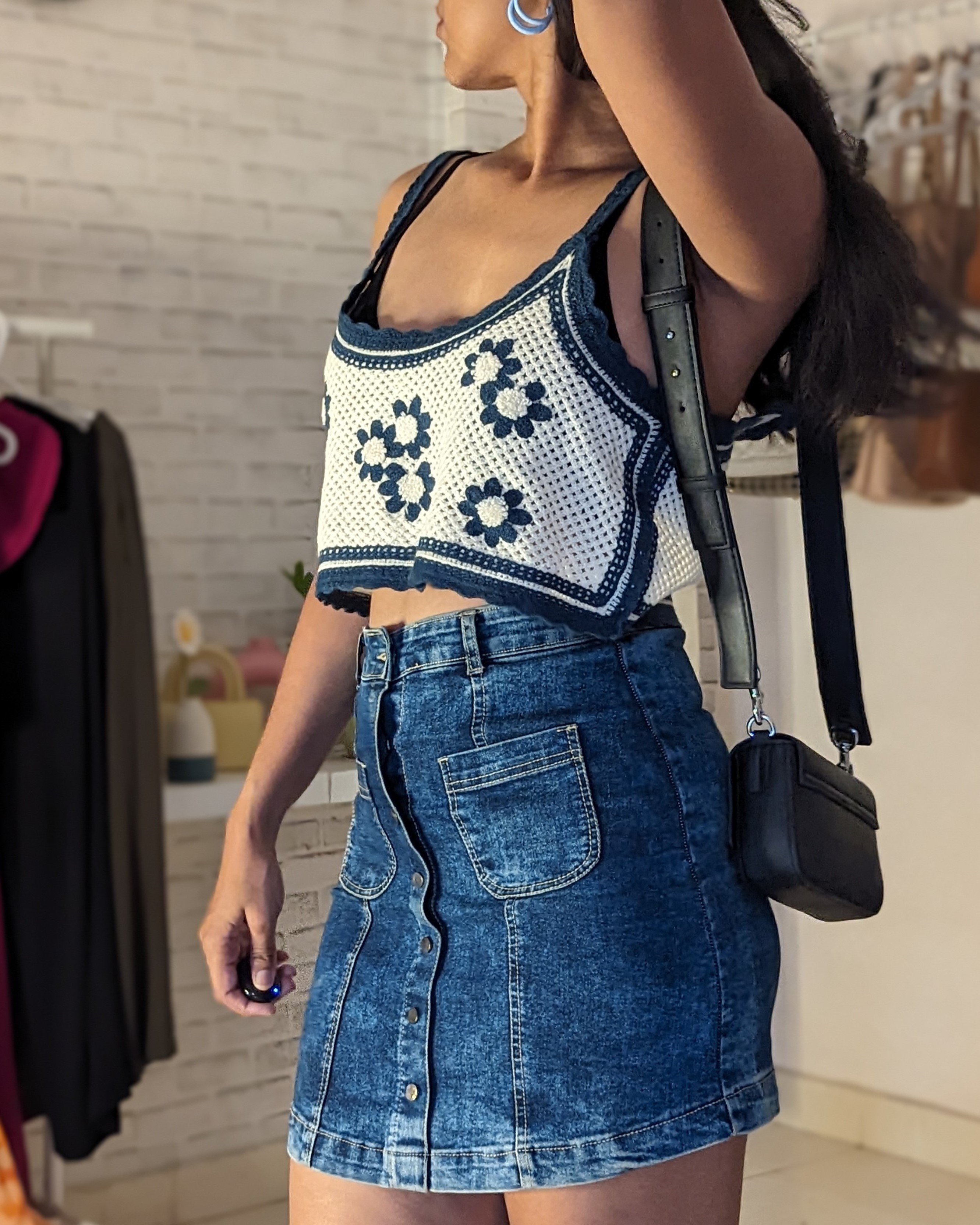 Floral knit crop top 