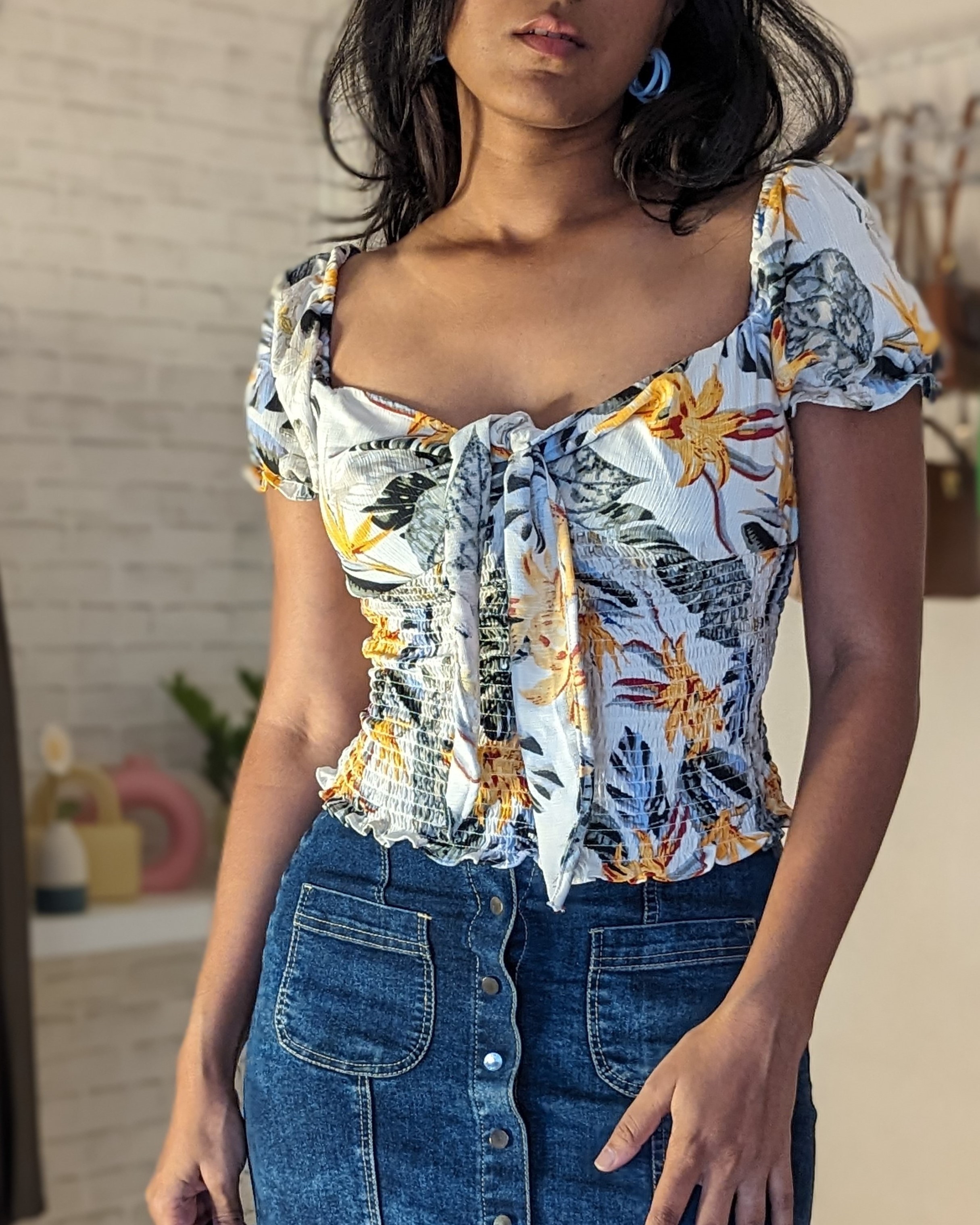 Floral bow detail top