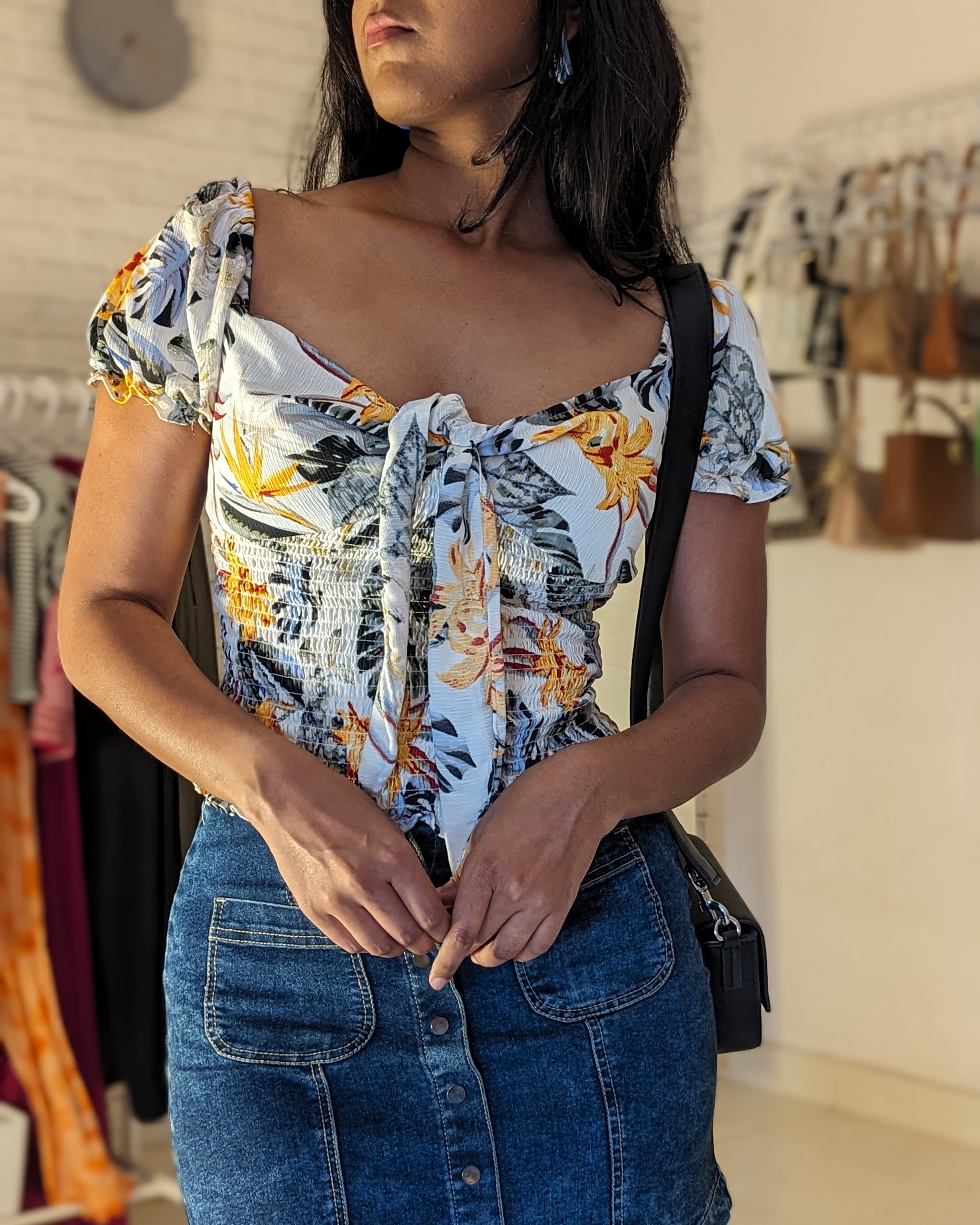 Floral bow detail top