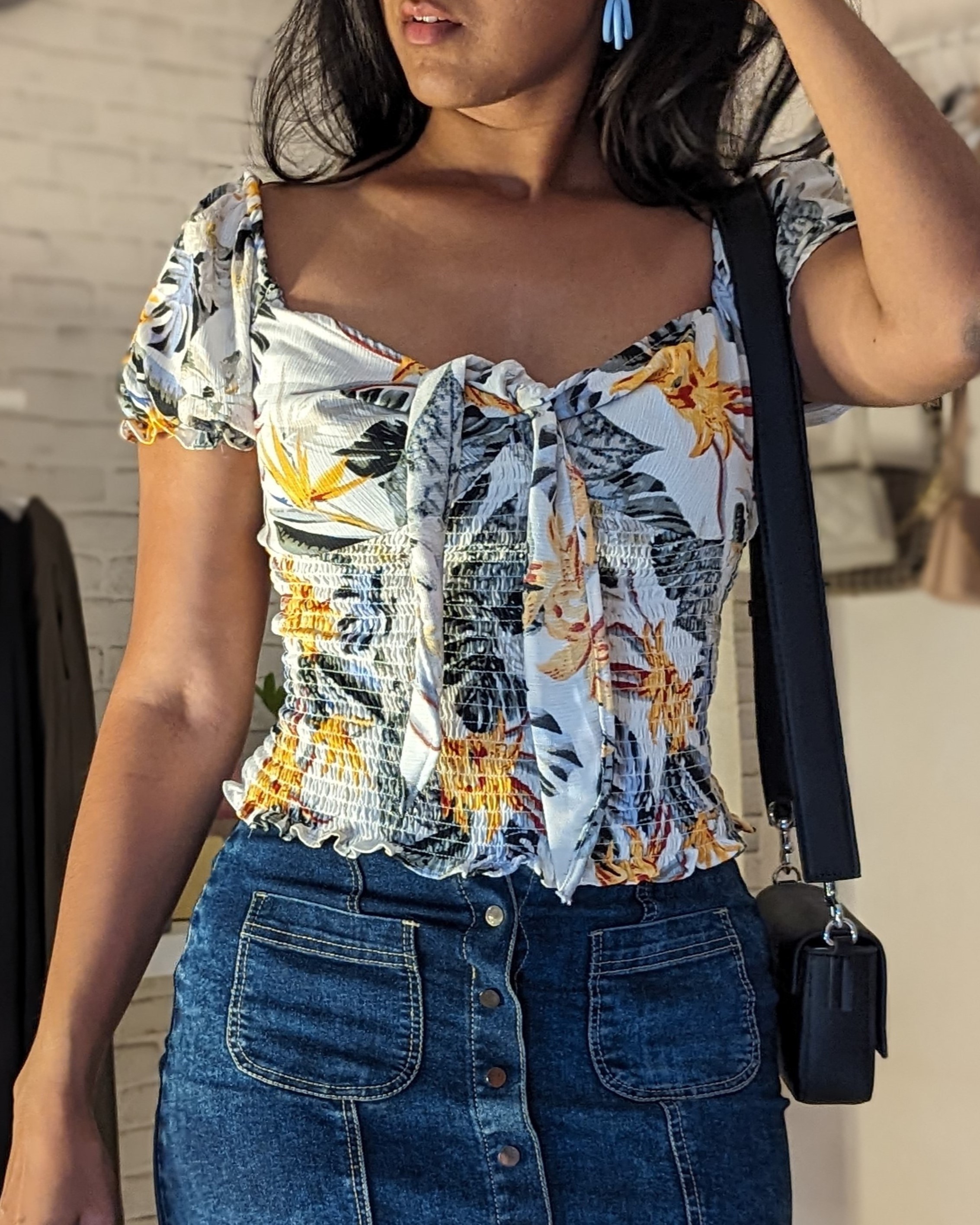 Floral bow detail top