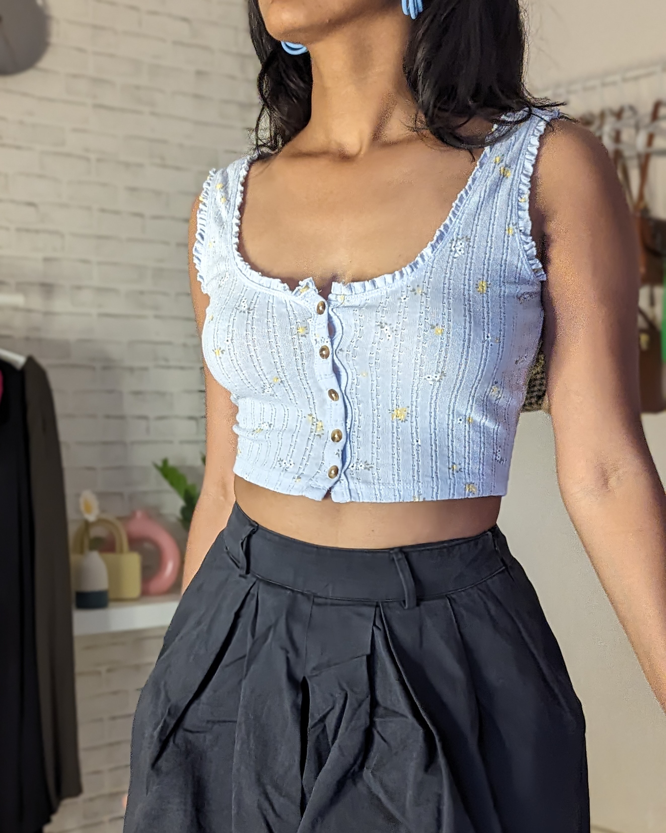 Powder blue floral top