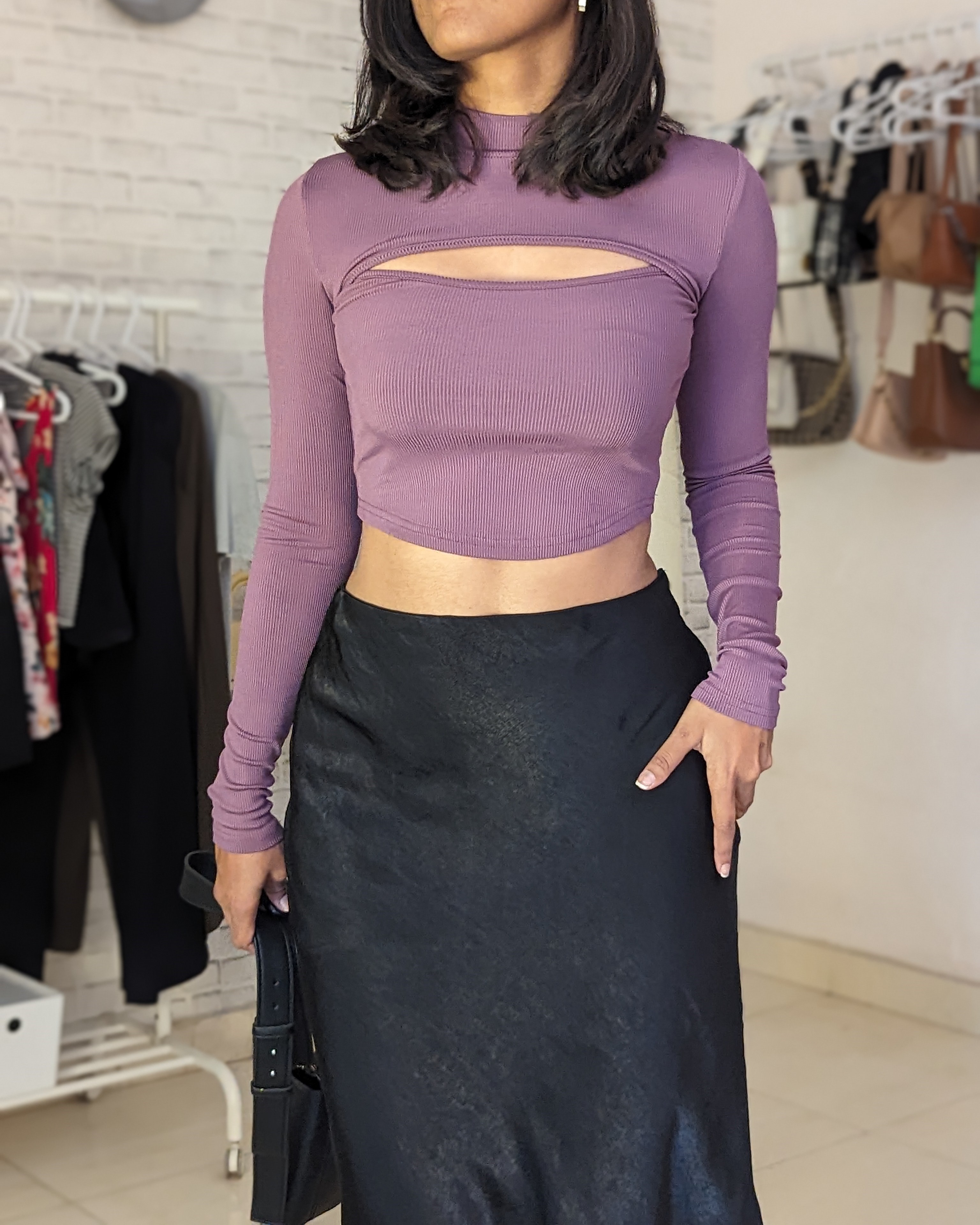 Purple top with cutout detail