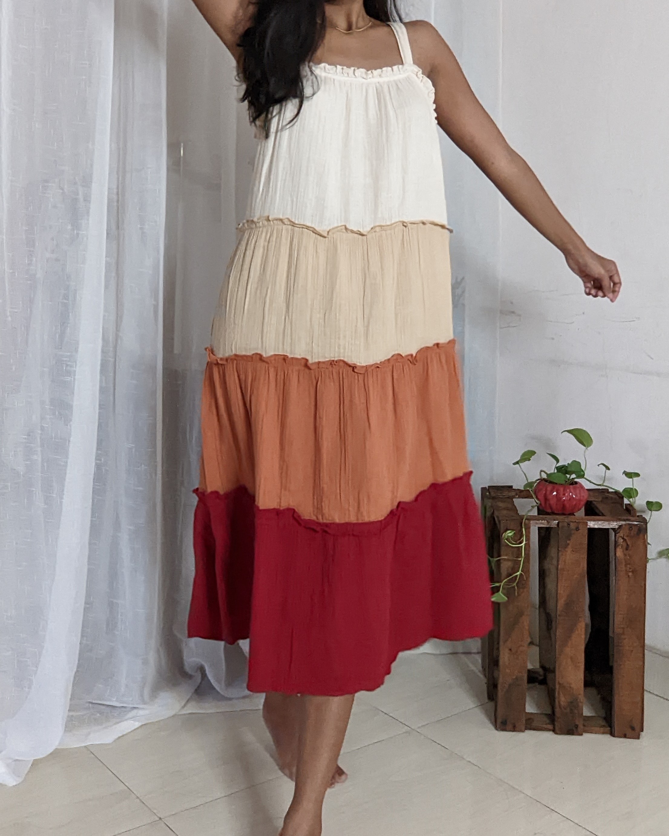 Cotton tiered maxi dress