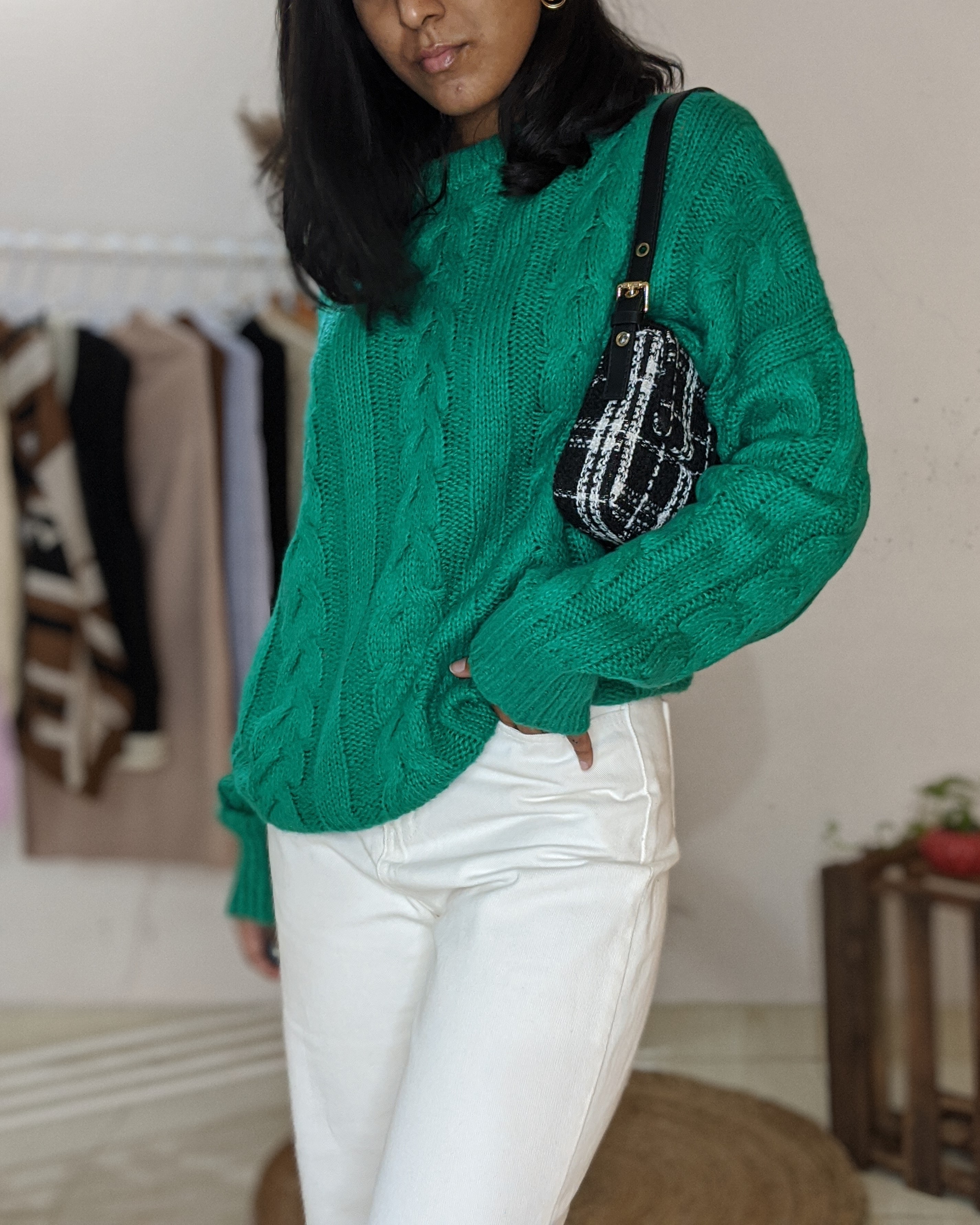 Cable knit green sweater