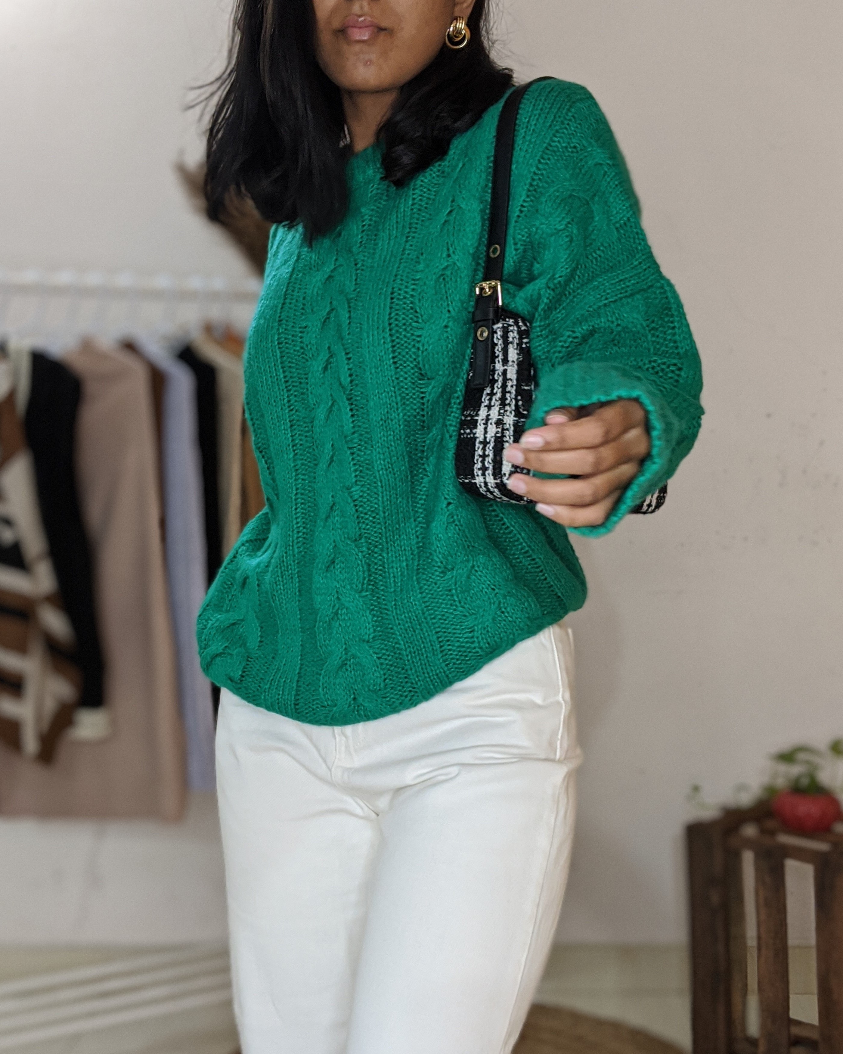 Cable knit green sweater