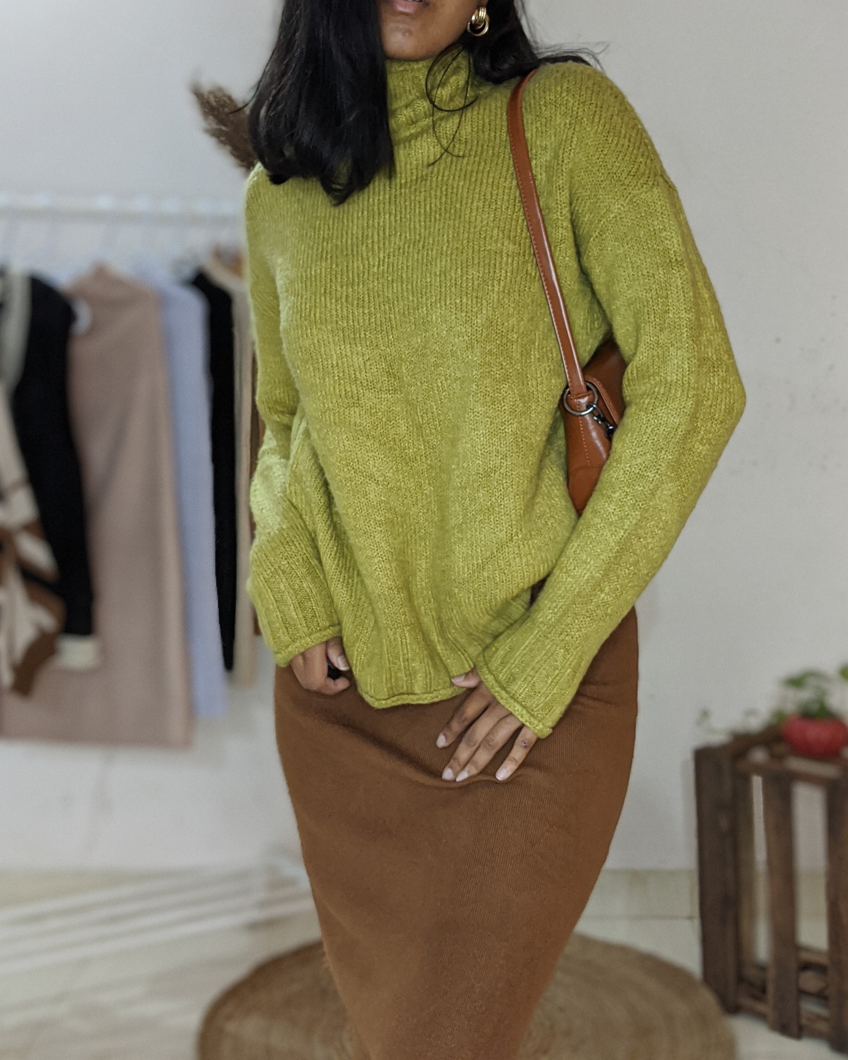 Olive green high neck sweater