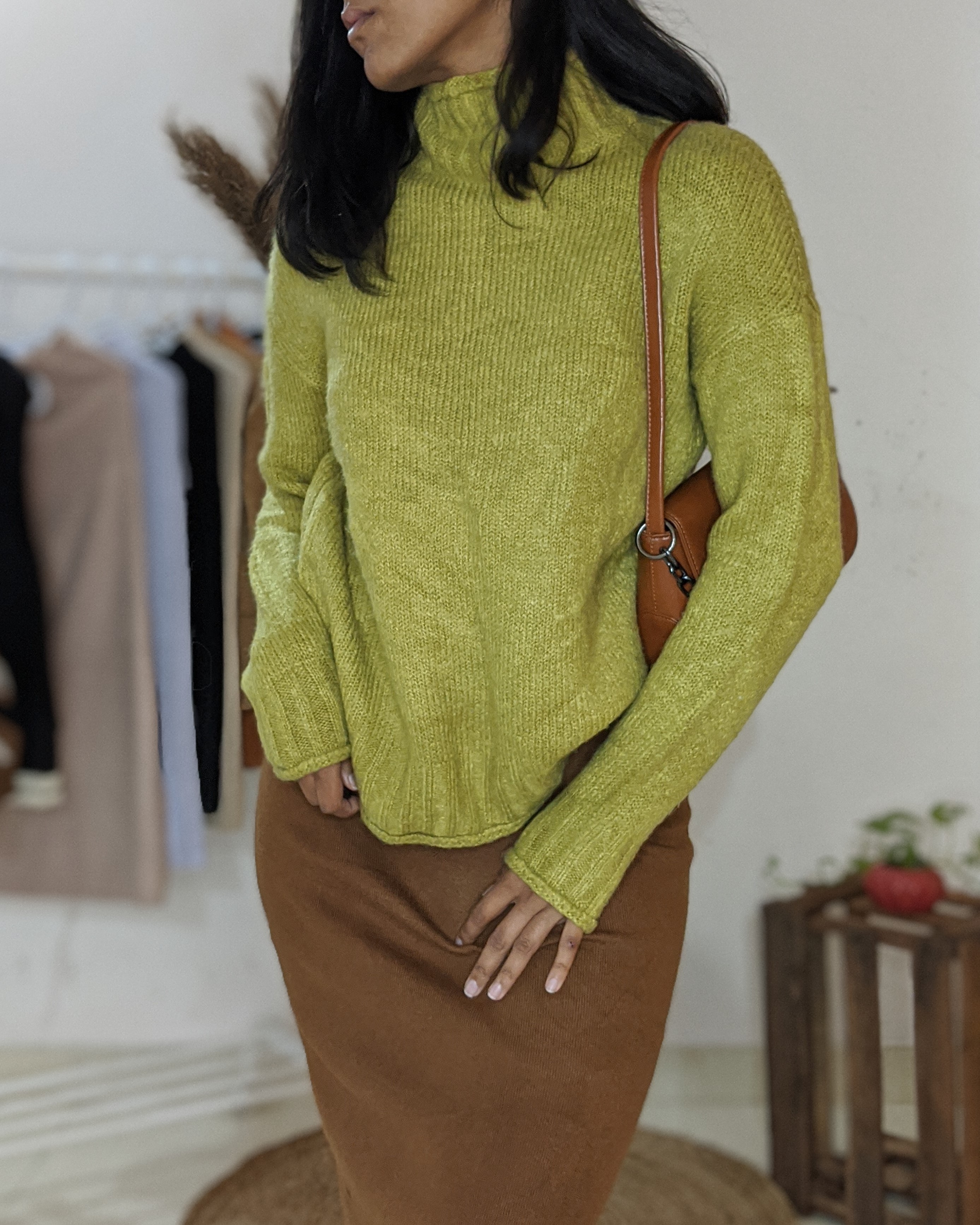 Olive green high neck sweater