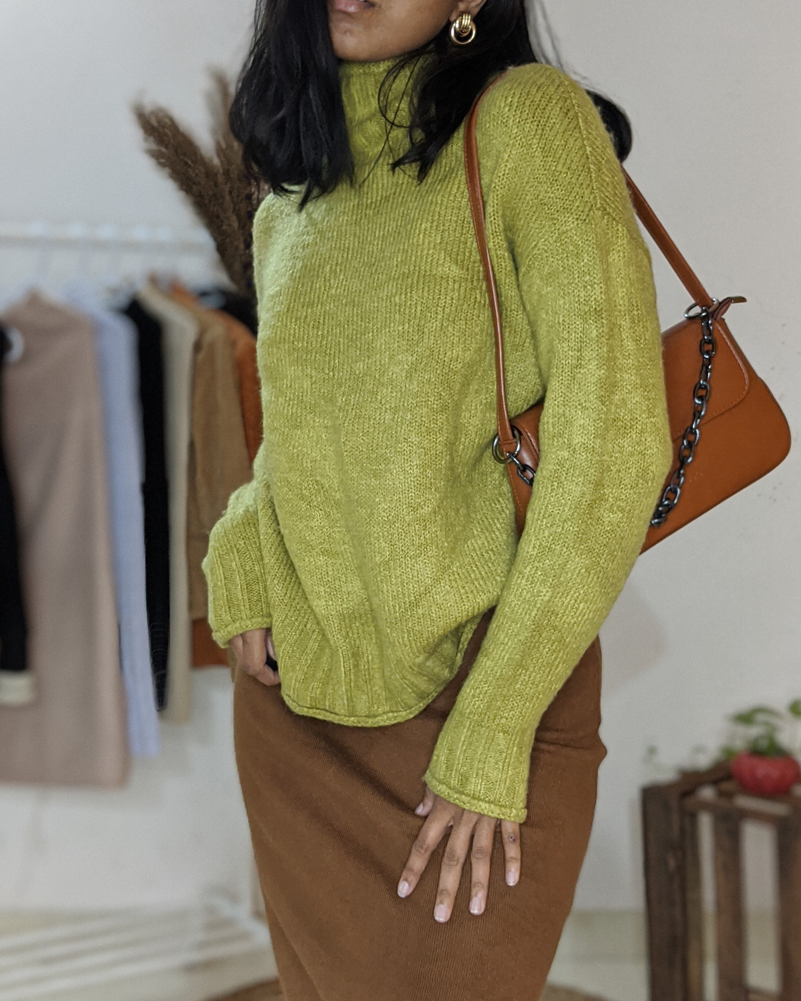 Olive green high neck sweater