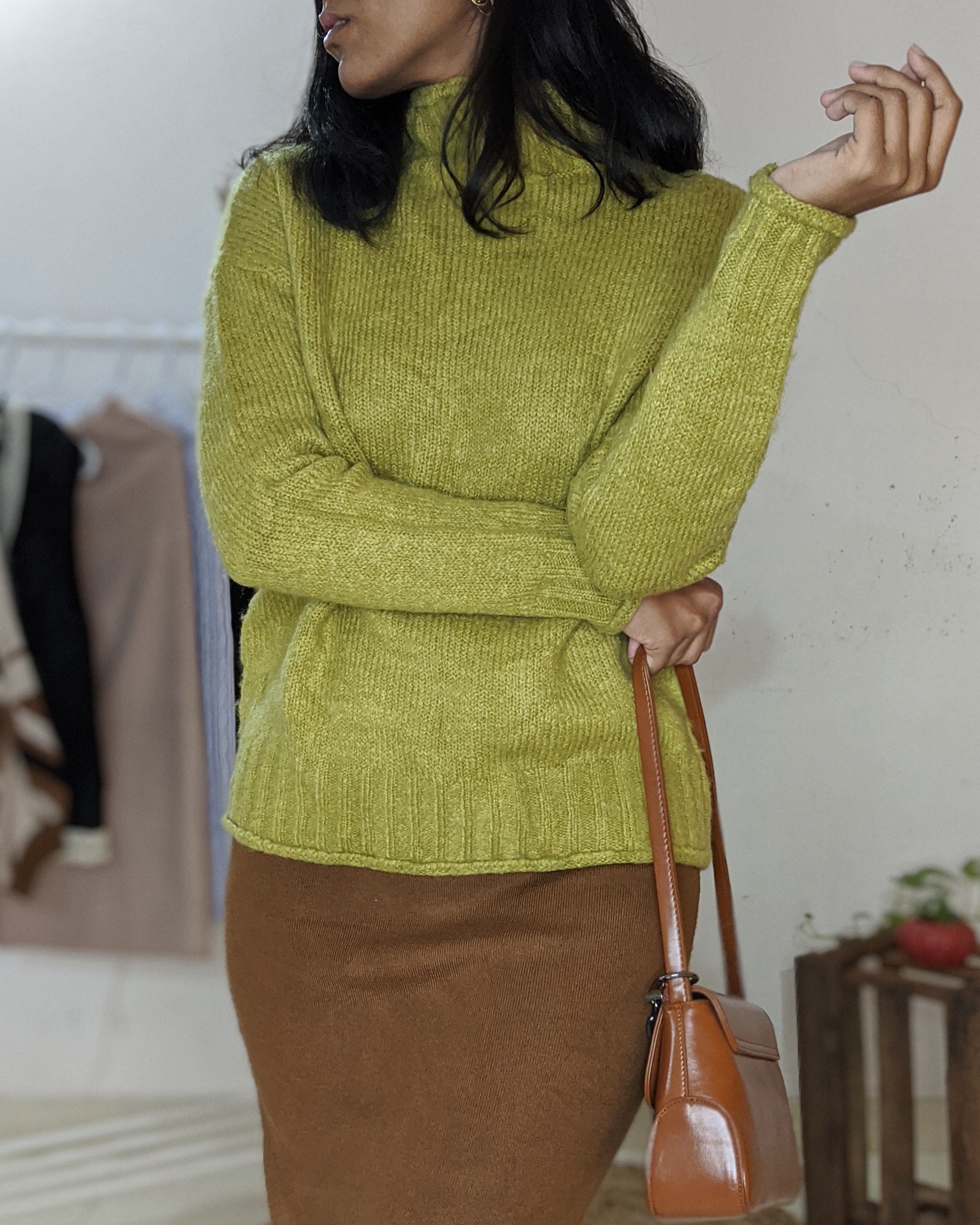 Olive green high neck sweater