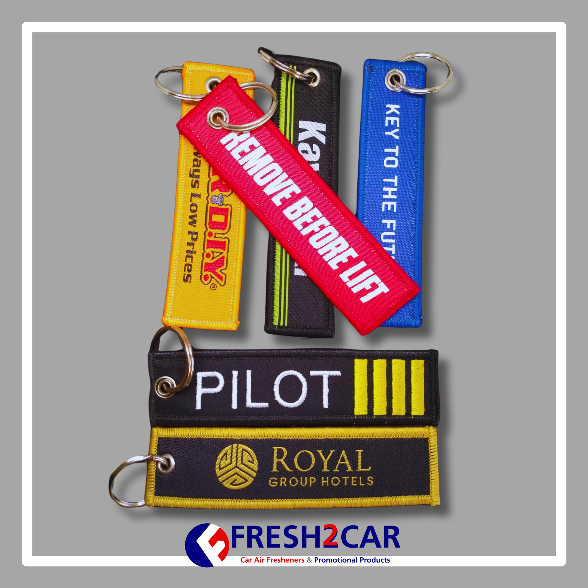 Individuell bestickte Schlüsselanhänger