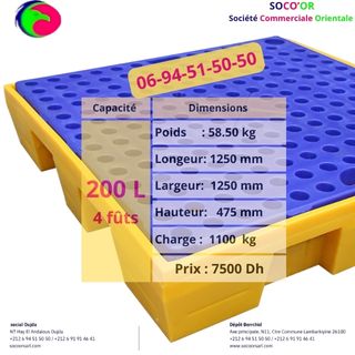 Bac de rétention 200 Litres 4 fûts