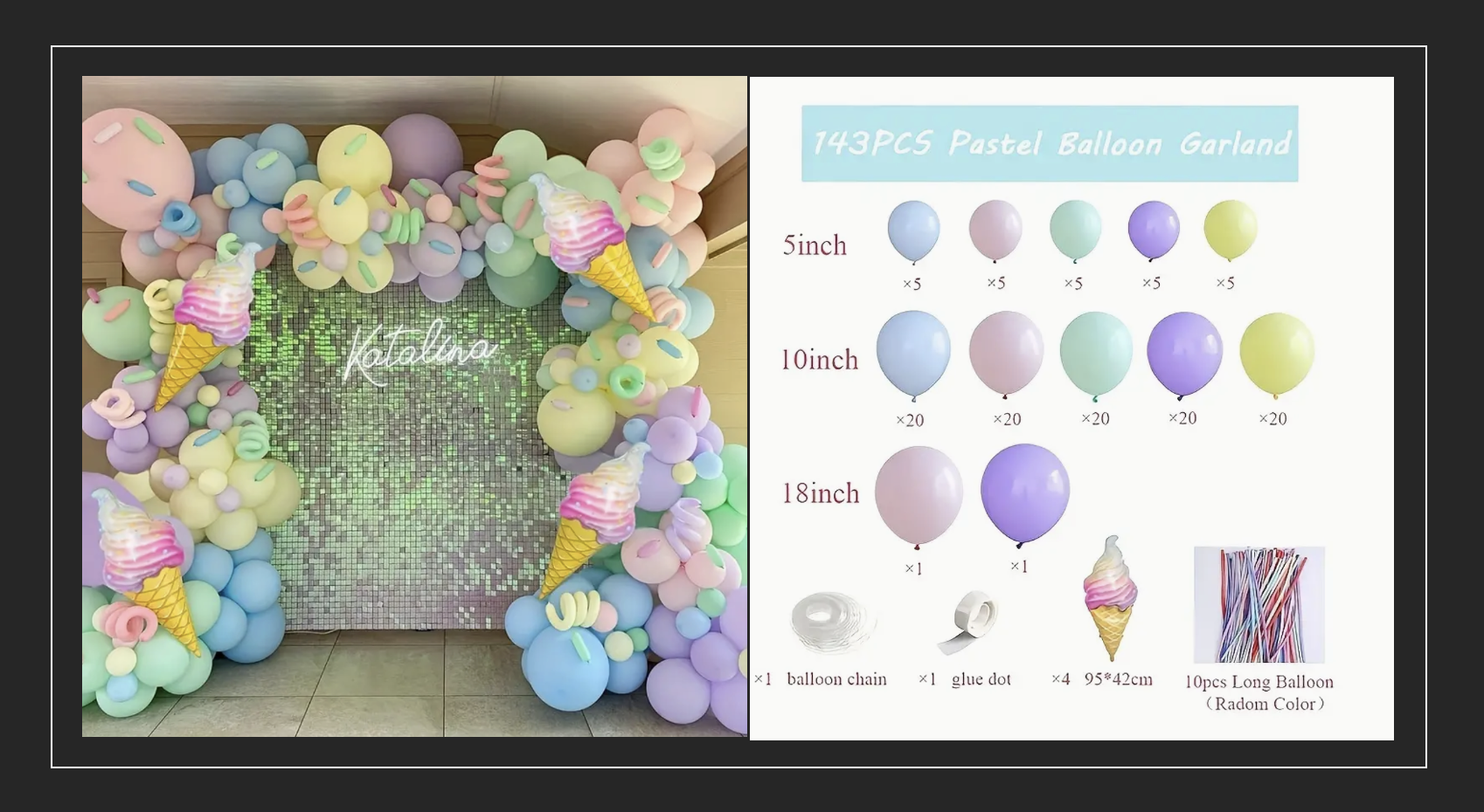 Macaron Ice Cream Twist Balloon Garland 143 Pieces