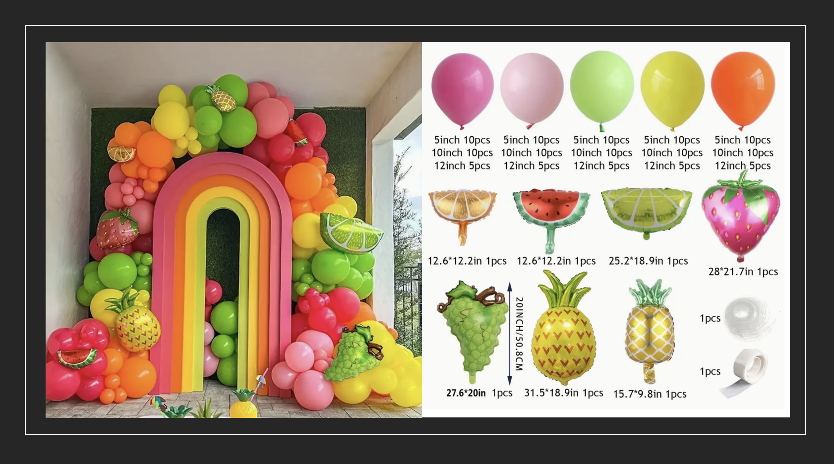 Summer Fruits Balloon Garland 134 Pieces