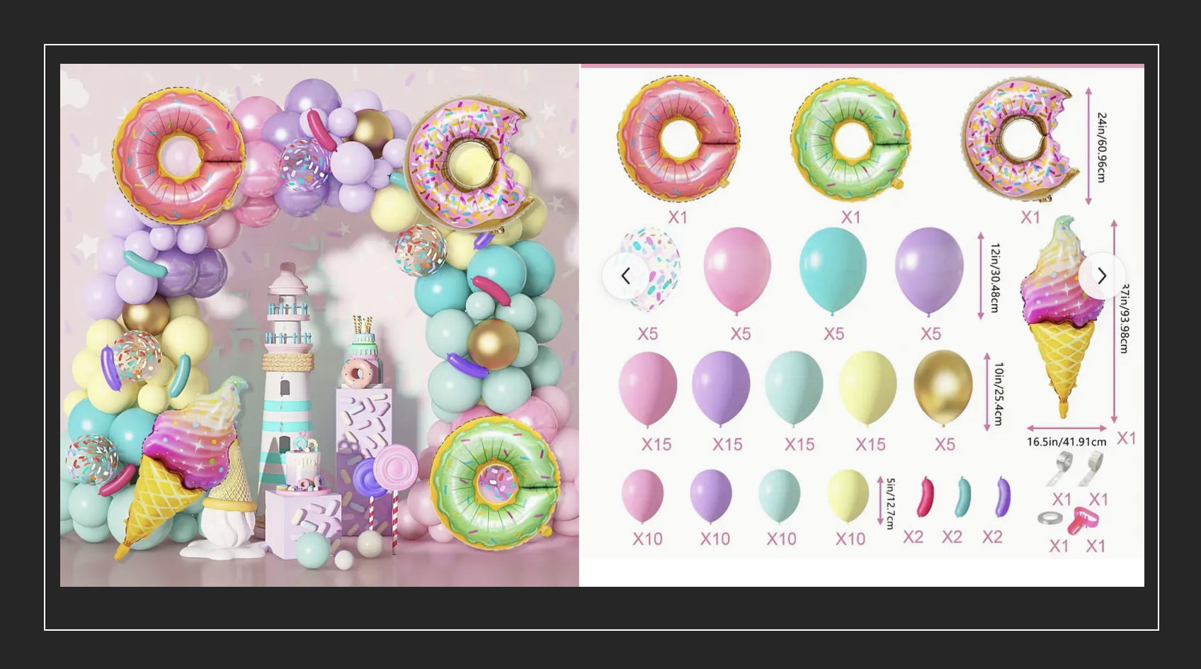 Donut and Ice Cream Balloon Garland 139 Pieces