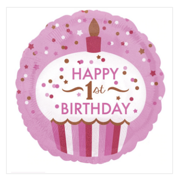 Foil Happy 1st birthday Girl Balloon - 45cm