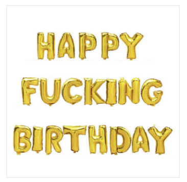 Gold Happy Fucking Birthday Foil Banner Balloons - 40cm
