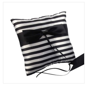 Ring Pillow - Black/White Satin Stipe