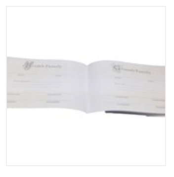 Wedding Guest Book - Black/White Satin Striped